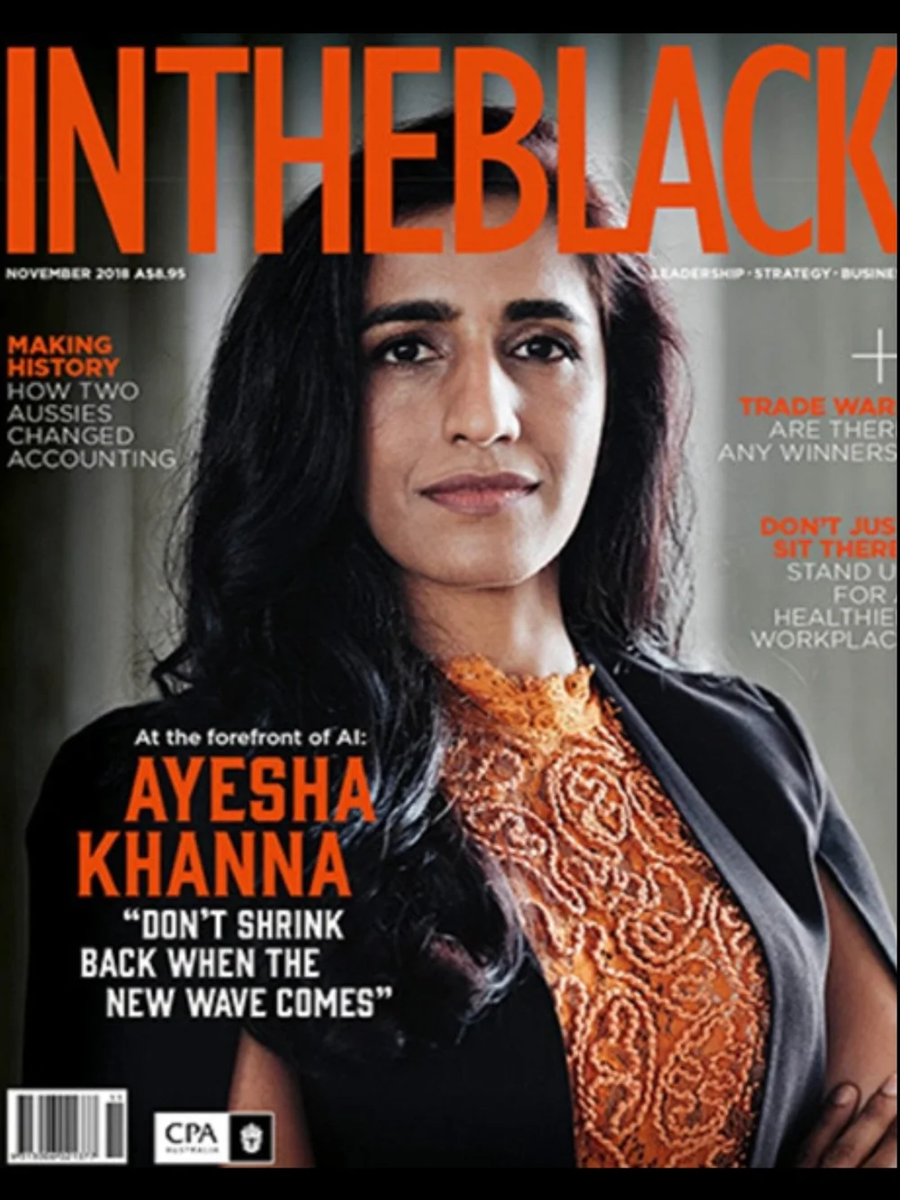 In The Black Magazine cover featuring Dr. Ayesha Khanna